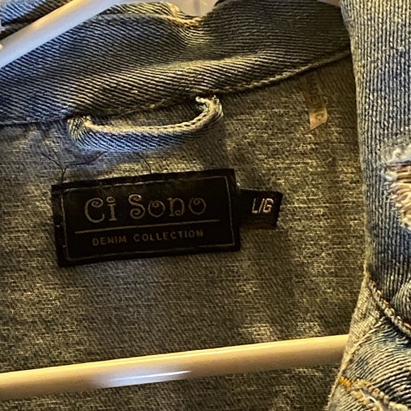 Ci Sono Denim Jacket Sz M Distressed Ripped Light Blue Model DJK53 Womens L - Picture 9 of 10
